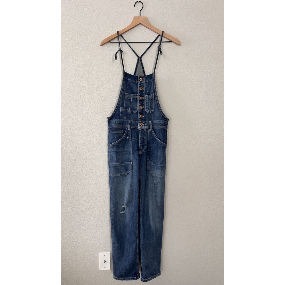 Pilcro Anthropologie Painter Denim Distressed Jean Overalls Boho Sz 24